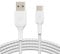 Belkin BoostCharge Braided USB C charger cable, USB-C to USB-A cable, USB type C charging cable for iPhone 16, 15, Samsung Galaxy S24, S23, Pixel, iPad, MacBook, Nintendo Switch and more - 3m, White