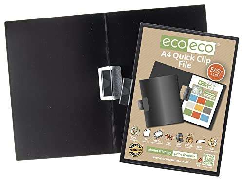 eco-eco A4 95% Recycled Quick Clip File,Black