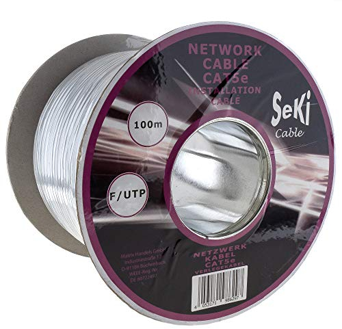 Seki Netzwerkkabel Cat. 5e 100m F/UTP, Verlegekabel - LAN Ethernet Kabel Cat5E Installationskabel Datenkabel nach BauPVO, 313464