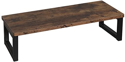OROPY Wood Vintage Monitor Stand Holder, PC Laptop Computer Screen Riser, Desktop Storage Organiser Shelf for Home or Office, 55 x 23 x 14cm, Dark Brown