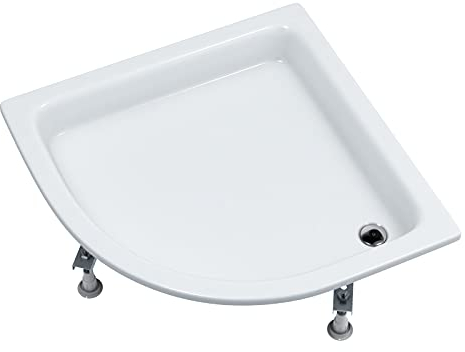 Sellon24® Duschtasse Duschwanne Quadrat Viertelkreis Acrylwanne 26cm hoch weiß Standard (90x90x26 R55)