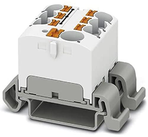 PHOENIX CONTACT PTFIX 10/6X4-NS35A WH Verteilerblock, 57 A, Anzahl der Anschlüsse 7, Querschnitt 0,5 mm²-10 mm², AWG 20-6, Breite 27,9 mm, Weiß, 8 Stück