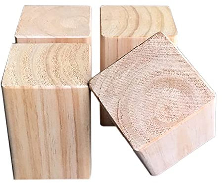 Möbelerhöhung aus Holz,Tischerhöher Möbelerhöher Betterhöhung Möbelfuß Elefantenfuß Bed Riser,Erhöhung um 10cm,für Bett Tischbeine Möbel Sofas Betten,4 Stück(Size:5×5×10cm)
