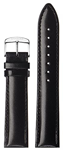 Stailer Uhrenarmband mit Edelstahl-Metallschließe - Aus echtem, hochwertigem Leder mit Alligatorprägung - 20mm - Ersatzarmband für Uhren - Für Damen und Herren - Schwarz