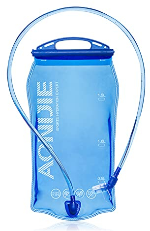 Borraccia 1,5/2/3 litri Acqua Vescica Borraccia Morbida per Zaino in Spalla, Ciclismo, Trekking e Campeggio (1.5L / 50oz-PEVA)