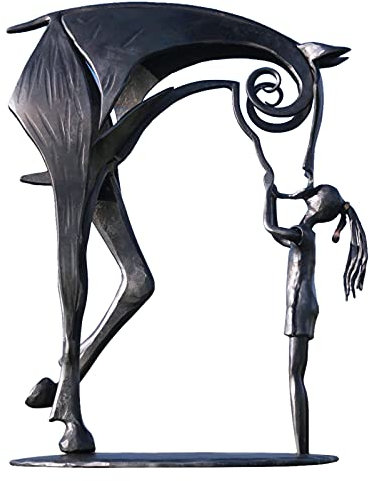 Sculpture Decorative Metall Pferdestatue Küssendes Pferd Skulptur Modern Statue Metall Tier Amp Figurine Dekorationen Art Statue Decoration Living Room Kuss Pferdeskulptur