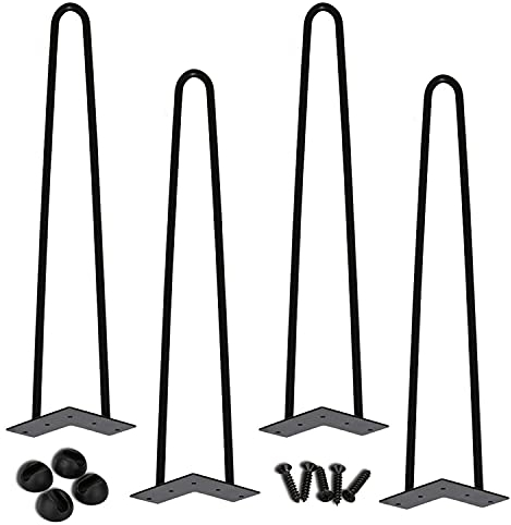 Lospitch 4 Stück Möbelfüße Metall, 40cm Schwarz, 2 Streben Möbelfüsse, DIY Möbel Füße Haarnadel Tischbeine, Schrankfüsse, Bett für Stühle, Arbeitstisch, Schrank und Sofa, andere Möbelbeine