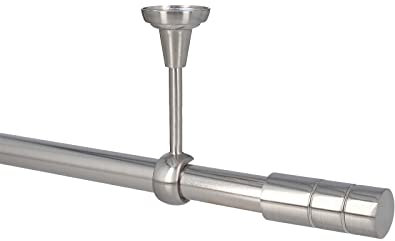 Sento 25mm Gardinenstange Vorhangstange 1-läufig Deckenmontage Edelstahl Optik 480 cm Ilusion