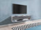 DecoInParis Meuble TV Suspendu 2 Portes 2 niches Blanc et Gris Romane XXL - 180 cm