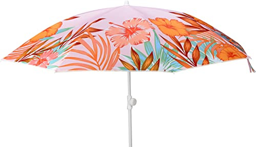 matrasa Sonnenschirm Tropical Flower höhenverstellbar mit Knickgelenk & UPF 40+ Ø160 cm Rosa