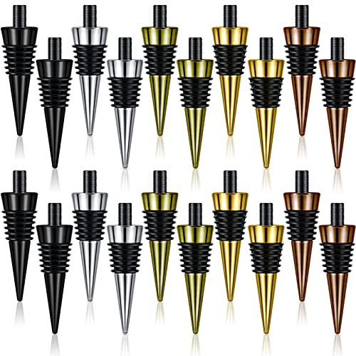 Honeydak 20 Pieces Wine Bottle Stopper Set Kit Blank Stainless Steel Wine and Beverage Reusable Decorative Bottle Corks Accessories Tapered Storage Craft Art DIY for Kitchen Bar Party Wedding Turning