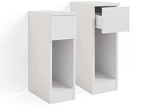 Vicco Nachttisch Enton, Nachtkommode, Weiß, 20 x 59.5 cm 2er Set