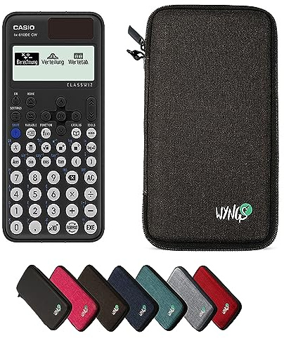 Casio fx-810DE CW ClassWiz inkl. WYNGS Schutztasche Dunkelgrau - Wissenschaftlicher Taschenrechner - Basic Set