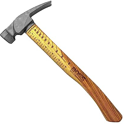 Boss Hammer Ti64 Titan-Hammer, Tennessee Hickory-Griff, 473 g | BH16TIHI18S glatte Oberfläche, quadratisches Rip Claw Design, magnetischer Nagelstarter, hergestellt in den USA