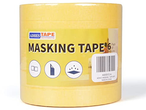 ADHES Malerkrepp Kreppband, Malerkreppband, Gelb maler klebebänder für Malerarbeiten, Saubere Kanten, Keinerlei Rückstände, 0.7inch x 55yard (18mm x 50m), 6rolle