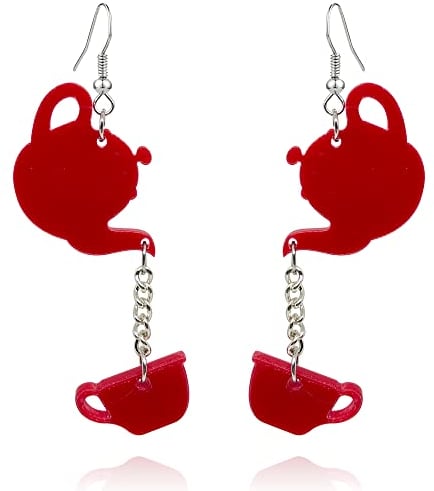 QUPENGXU Distinctive Teapot Drop Dangle Earrings Individual Acrylic water bottle Funny Dangle Earrings For Women, Acrylic, np