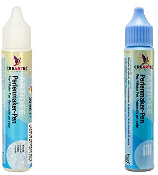 Artidee CREARTEC Perlenmaker Pen 2er Set Winterwelt - pastellblau & kristall - zum Gestalten von dekorativen 3D Farbperlen auf Textilien, Holz, Pappe, Leder, Glas, Keramik - 2 x 30ml (60ml)