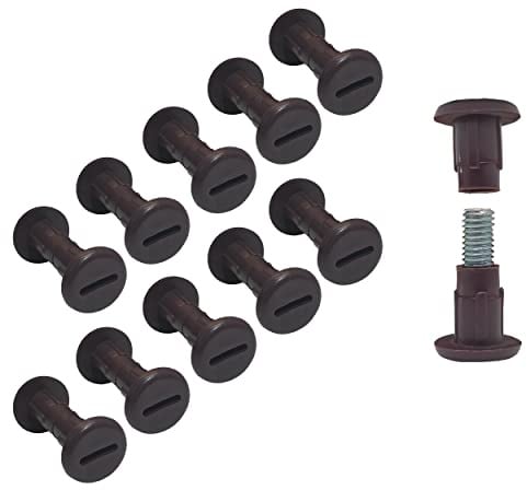 TERF® Tornillo de unión de gabinete M6 (6 mm) de acero roscado para muebles de 27 mm a 32 mm, color marrón, paquete de 10