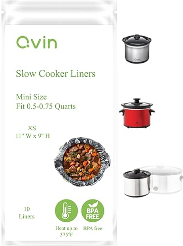 Mini-Crocpot Schongarer-Einlagen, Entsorgungs-Kunststofftüten, kompatibel mit Qvin 0,65 Qt Slow Cooker, 590 ml Croc-Pot, KOOC klein 0,65 Qt, Betty 0,7 Qt Crocker, passend für 0,5 bis 0,75 Quart, 1