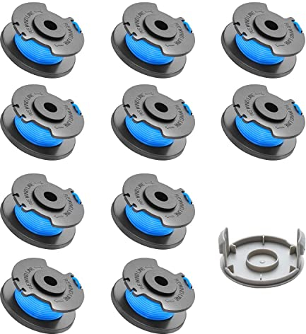 Lote de 10 bobinas de alambre trenzado simple + tapa para Ryobi One + AC14RL3A 18 V 24 V 40 V Cortes con batería – Ø 1,65 mm Bobina de alambre desbrozadora (10 bobinas de alambre corte borde + 1 tapa)