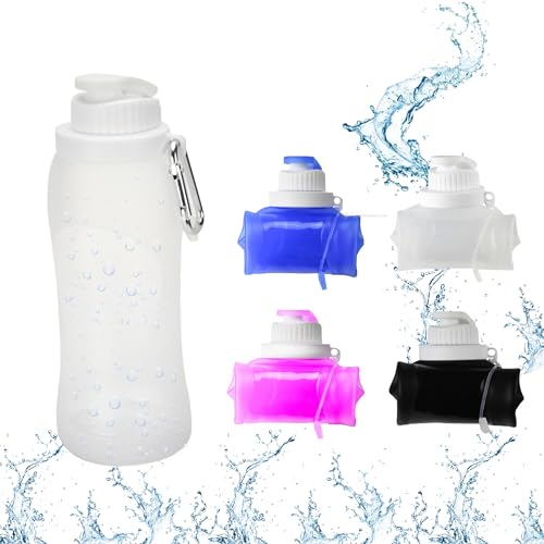 Sport Up I Faltbare Trinkflasche I 500ml I Für Outdoor, Sport, Reisen uvm. I Umweltfreundlich (Weiß)
