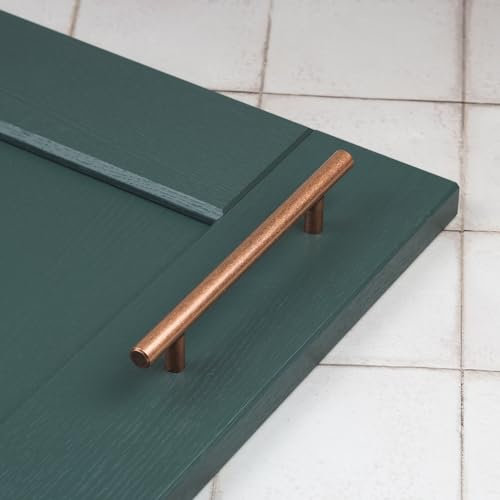 Tirador de cobre antiguo para armario de cocina, 128 mm, centro de orificio, paquete de 10 tiradores de barra en T para cajones