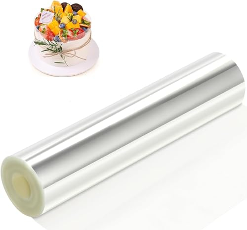Film de bord de gâteau 15 cm x 10 m de haut, film à gâteau transparent, rouleau en acétate transparent, épaississant, film en acétate, réutilisable pour gâteaux, mousse au chocolat, gâteaux