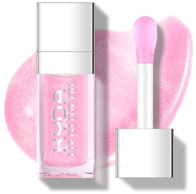 KYDA Hydrating Lip Glow Oil, Moisturizing Transparent Plumping Lip Gloss, Lip Oil Tinted for Lip Care and Dry Lips(#009 Pearl Shimmer)