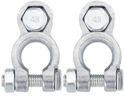 2 PCS Car Battery Terminal 12V/24V Universal Heavy Duty Stud Type Battery Connector Clamp for Marine Car Boat RV