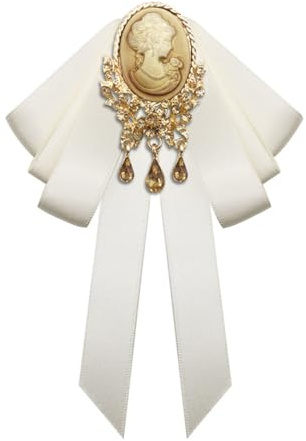 Broche Camée Victorienne En Strass Pour Femmes Et Filles,Goutte Gothique Avec Ruban De Soie,Nœud Papillon,Épingles à Revers,Accessoires De Robe Des Années 80 Et 90,Bijoux De Fête De Noël
