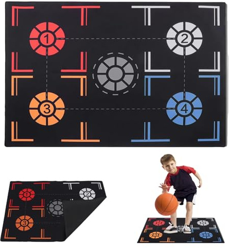 MeYuxg Matte Ballkontrolle Schritt Trainingsmattem, Gummi Trainingsmatte Geschenke Basketball Trainingsmatte, Agility Schritt Trainingsmatte Eckfeld-Trainingsmatte