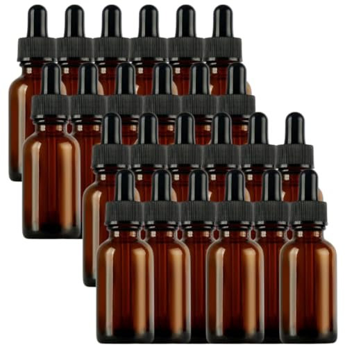 Honney Store 24 x 30 ml Amber Glass Tincture Bottles for Essential Oils Aromatherapy Blends Compact and Travel Friendly