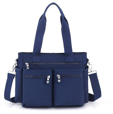 YALIZHNA Damen Tote Bags Wasserbeständige Nylon Handtaschen Multi Taschens Crossbody Schultertaschen (Blau)