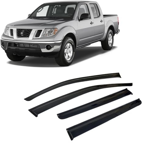 Rumplex Windabweiser Luftabweiser Regenabweiser Seitenfensterabweiser Kompatibel mit Nissan Navara Pick Up 2005-2022 Regenschutz Regenabweiser Anklebbare Deflektoren 4 Stück Externe Passform