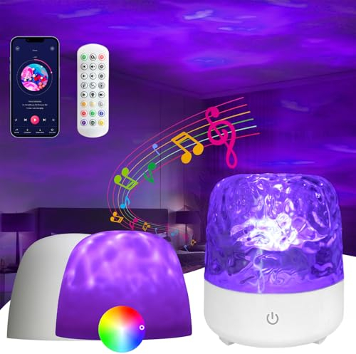 Sternenhimmel Projektor mit Bluetooth Lautsprecher, Ocean Wave Deckenprojektor Licht mit Fernbedienung, LED 16RGB Wechselnde Aurora/Lichtprojektor, Luxocean Lampe, Halloween Deko, Kinder Room Decor
