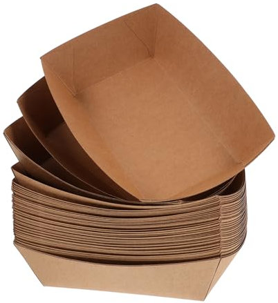 PartyKindom 100St Verpackung Hotdog-Schalen Snackbehälter Bratwurst-Papierschalen Lebensmittelboote aus Papier Lebensmittelboxen Tablett Snackteller aus Papier Container zum Mitnehmen Brown