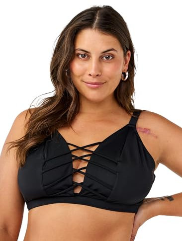 Zizzi Swim by Damen Große Größen Bikini-Top Bänderdetail Gr. Gr 44 Black