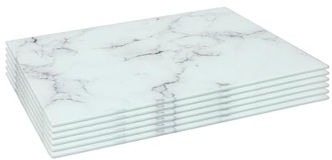 Harbour Housewares Rectangle Glass Placemats - 40cm x 30cm - Marble - 6x Tempered Heat-Resistant Non-Slip Rectangle Indoor Outdoor Home Kitchen Dining Table Dinner Plate Place Mat Mats Set