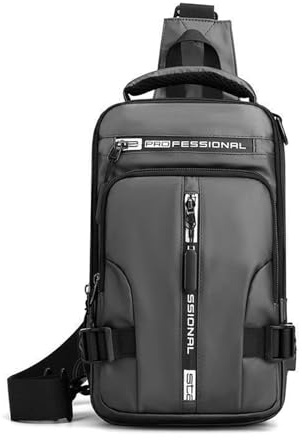CHENZKBD Umhängetasche Herren Männer Multifunktionaler Brustbeutel Mode Freizeit Cross Body Bag Männer Leichte Umhängetasche Herren wasserdichte Manntasche-grau