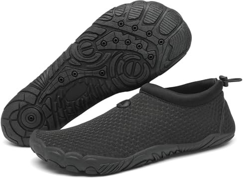Mishansha Herren Damen Badeschuhe Atmungsaktiv Schnell Trocknend Aquaschuhe Unisex Sommer Wasserschuhe für Outdoor Sports, Ebenholzschwarz 43 EU