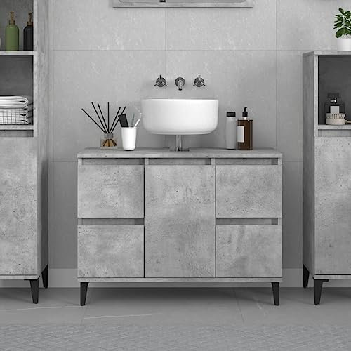 AJJHUUKI Mobili da esterno - Mobile lavello grigio cemento 80x33x60 cm in legno ingegnerizzato