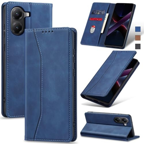 Jasonyu Funda para Xiaomi Poco X7 Pro,Cuero PU Carcasa,Tipo Libro Flip Case con Tarjetas y Cartera,Soporte Plegable,Cierre magnético,Capa (Azul)