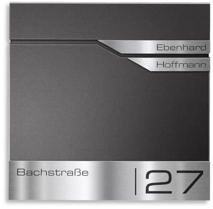 Metzler Briefkasten Eisenglimmer 2 Parteien mit Zeitungsfach und Hausnummer – Wandbriefkasten mit Zwei Namensschildern personalisiert Laser Gravur – Postkasten wasserdicht & rostfrei | Albrecht