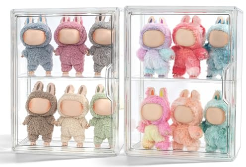 2 Stück Vitrinen, kompatibel mit Labubu Pop Mart, Acryl, transparent, für Pop Mart Labubu-Puppe