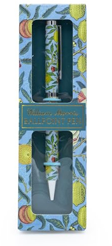William Morris Fruit Design Ballpoint Pen in Gift Box – Twist Nib Black Ink Pen – Elegant Stationery Gift