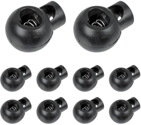 Ztolbriy 10 Bloqueurs de Cordon 1-Trou – Pour Cordons Jusqu'à Ø 7mm | Noir Plastique + Ressort Métal | Fixation Ultra-Solide | Vêtements, Sacs à Dos & Outdoor