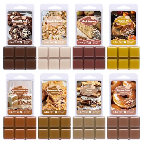 SoulOrigin Bäckerei duftende Wachs schmelzt, duftende Soja Wachs Würfel Geschenkset für Wachs Wärmer-Schokolade Chip Cookie, Apfelzimt, gebratene Kokosnuss, Kürbis Kuchen, Butterscotch Toffee 8x2.5oz