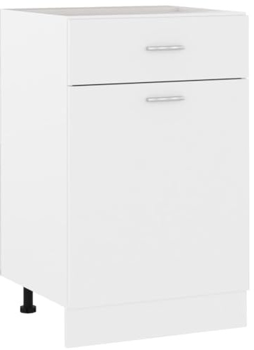 QJBSAVVA Küchenschrank Lyon Weiß 50x46x81,5 cm Schubunterschrank mit Schublade und Regalböden aus Holzwerkstoff Platzsparend für Küche Wohnzimmer oder Flur