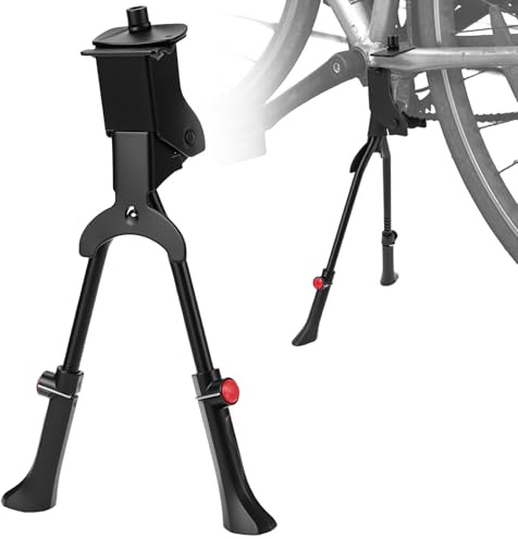 QWORK® Höhenverstellbarer Fahrradständer Doppelständer 24-29 Zoll, Zweibein-Ständer aus Aluminium