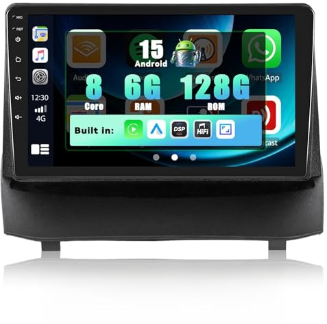 SIXWIN 8 Core 6+128G Android 15 Autoradio per Ford Fiesta 2009-2017 con CarPlay/Android Auto/DSP, 9 Pollici HD Touch Schermo Stereo con WiFi GPS Bluetooth 5.0 FM RDS MirrorLink 32 EQ+Telecamera
